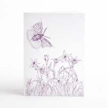 Load image into Gallery viewer, Copper Butterfly Dancing with Native Bluebells | Greeting Card