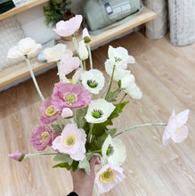 Load image into Gallery viewer, Assorted coloured poppies in bouquet on wooden background