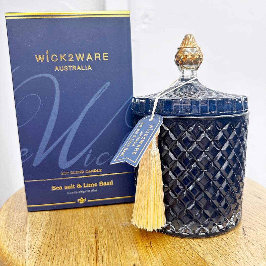 CRYSTAL JAR CANDLE - SEA SALT AND LIME BASIL