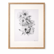 Load image into Gallery viewer, Floral Woman Line Art Print | Botanical Portrait Wall Art | Neutral Home Decor
