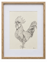 Load image into Gallery viewer, Original Hand-Drawn Rooster Artwork | Natural Timber Frame  Copy
