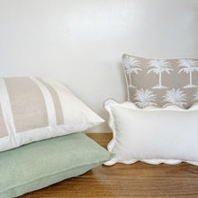Load image into Gallery viewer, LINEN SCALLOPED CUSHION - WHITE
