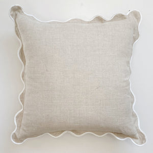 LINEN SCALLOPED CUSHION - SAND