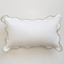 Load image into Gallery viewer, LINEN SCALLOPED CUSHION - WHITE

