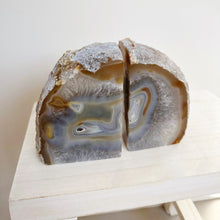 Load image into Gallery viewer, AGATE CRYSTAL BOOKENDS - GREY/BLUE
