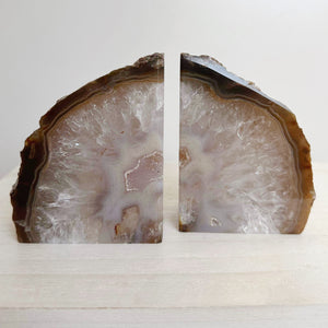 AGATE CRYSTAL BOOKENDS - NATURAL/PURPLE