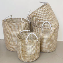 Load image into Gallery viewer, WATER HYACINTH WHITE/NATURAL BASKET
