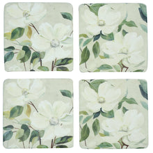 Load image into Gallery viewer, Floral cork drink coaster Posy Parade design
Resin coaster with floral pattern home décor
Square floral coaster protects table surfaces
Posy Parade coaster styled on coffee table

