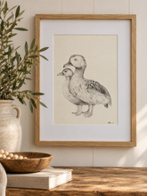 Load image into Gallery viewer, Original Hand-Drawn Duck Artwork | Natural Timber Frame
