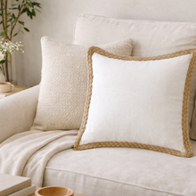 Load image into Gallery viewer, White Jute Linen Cushion
