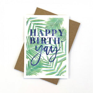WATERCOLOUR PALM BIRTHDAY CARD