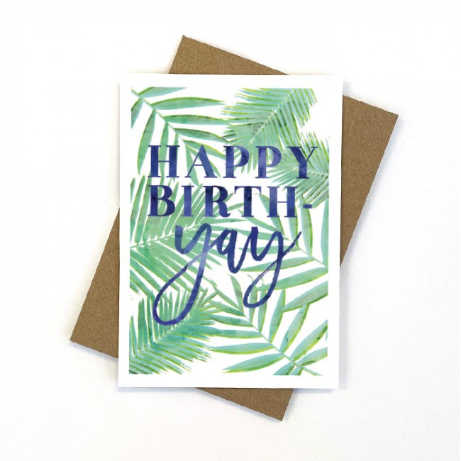 WATERCOLOUR PALM BIRTHDAY CARD