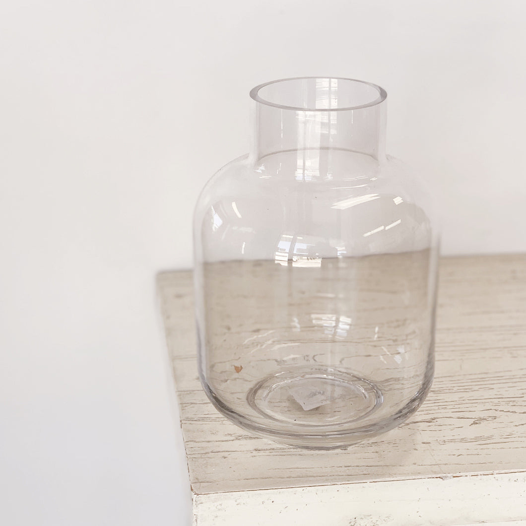 GLASS VASE WITH NARROW NECK